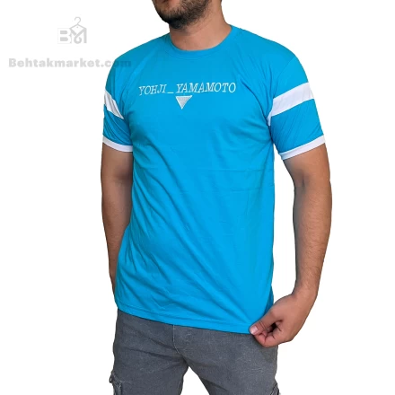 تیشرت آبی نخی
