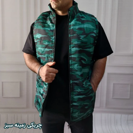 مدل پافر مردانه با طرح چریکی زمینه سبز